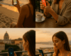 Ultra-realistic travel lifestyle photography, cinematic golden hour tones. Tampilkan influencer muda sedang merawat kulit di destinasi liburan Instagrammable. Visual: traveler wanita stylish mengoleskan sunscreen di pantai, traveler pria menyemprotkan face mist di rooftop café dengan city light, dan traveler memakai sheet mask di hotel dengan jendela besar berlatar kota. Nuansa hangat, glowing skin, modern aesthetic, siap seperti konten Instagram travel & beauty influencer.